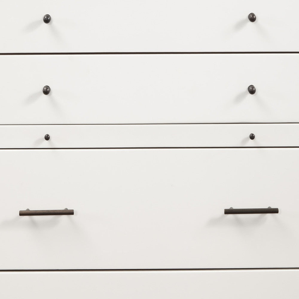 38" Brown and White Solid Wood Four Drawer Chest