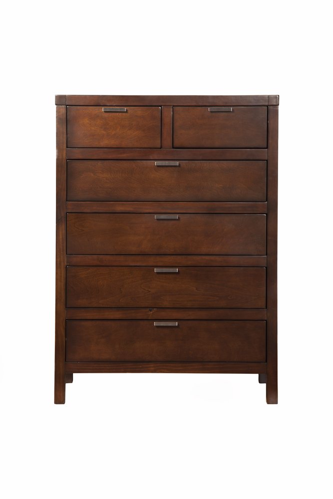 36" Brown Solid Wood Six Drawer Chest