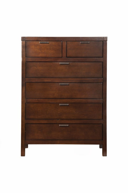 36" Brown Solid Wood Six Drawer Chest