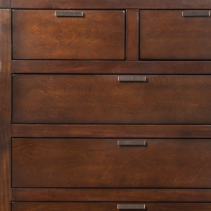 36" Brown Solid Wood Six Drawer Chest