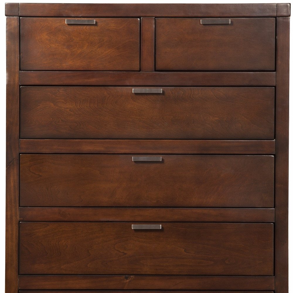 36" Brown Solid Wood Six Drawer Dresser