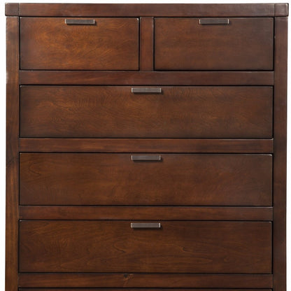 36" Brown Solid Wood Six Drawer Dresser