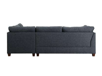 Blue Linen L Shaped Two Piece Sofa and Chaise Sectional