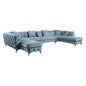 Deep Green Leather Match U Shaped Three Piece Seating Component And Toss Pillows