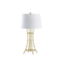 29" Gold Bamboo Design Table Lamp With Off White Drum Shade