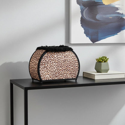 12" Brown and White Funky Leopard Pattern Novelty Table Lamp