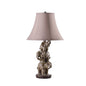 21" Brown Elephant Trio Table Lamp With Brown Bell Shade