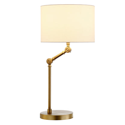 24" Gold Metal Adjustable Table Lamp With White Drum Shade