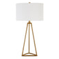 26" Gold Metal Table Lamp With White Drum Shade