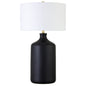 29" Black Ceramic Table Lamp With White Drum Shade