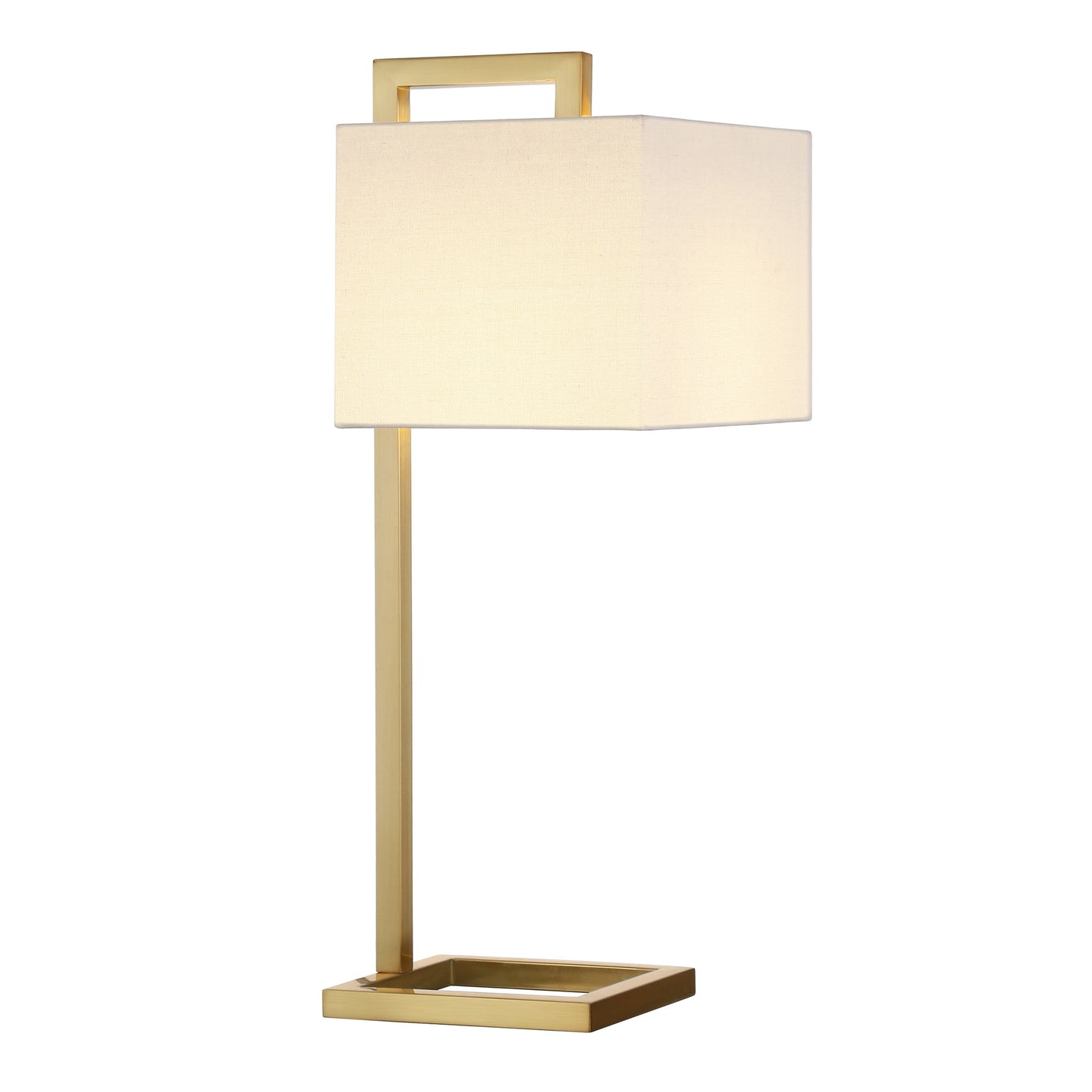 26" Gold Metal Arched Table Lamp With White Square Shade