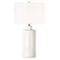 25" White Ceramic Table Lamp With White Drum Shade