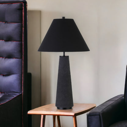 28" Black Ceramic Table Lamp With Black Cone Shade