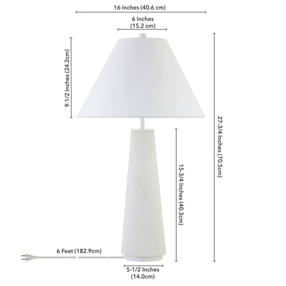 28" White Ceramic Table Lamp With White Cone Shade