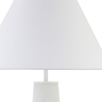 28" White Ceramic Table Lamp With White Cone Shade