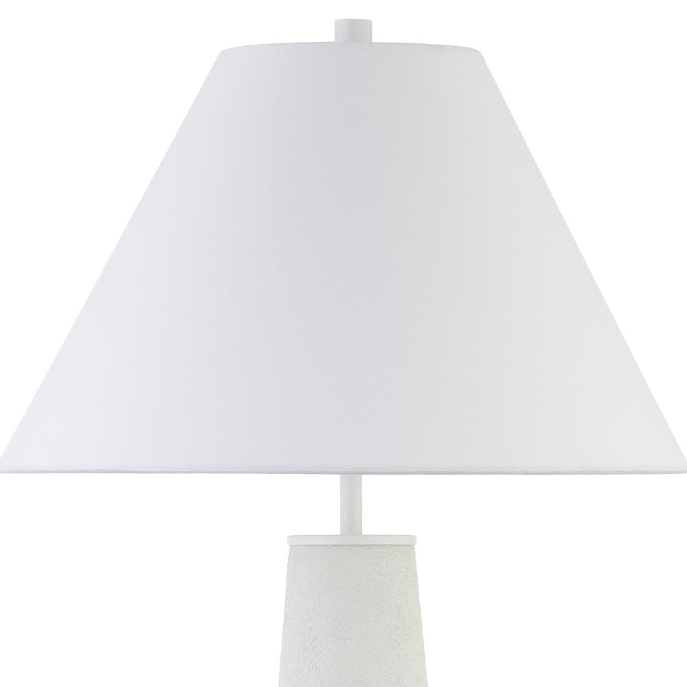 28" White Ceramic Table Lamp With White Cone Shade