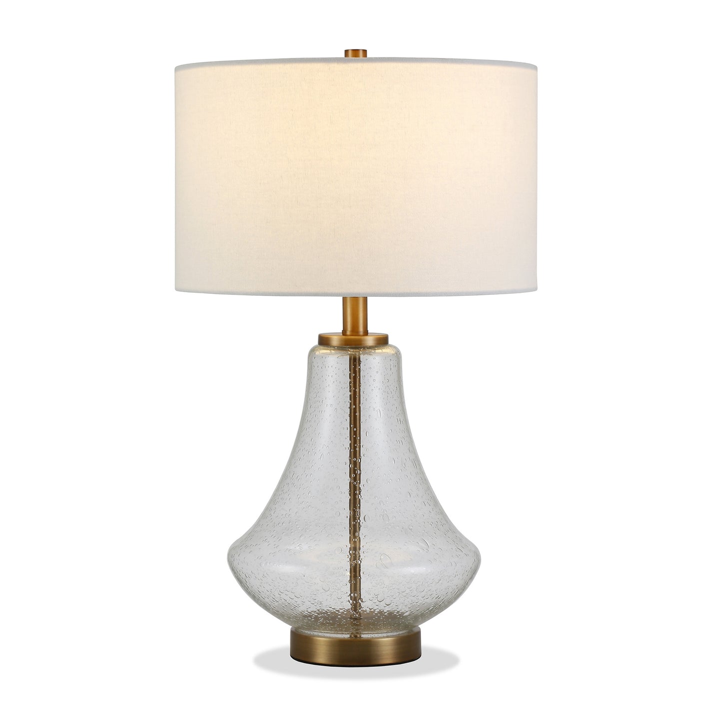 23" Brass Glass Table Lamp With White Drum Shade