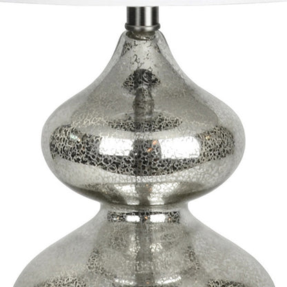 23" Silver Glass Gourd Table Lamp With White Drum Shade