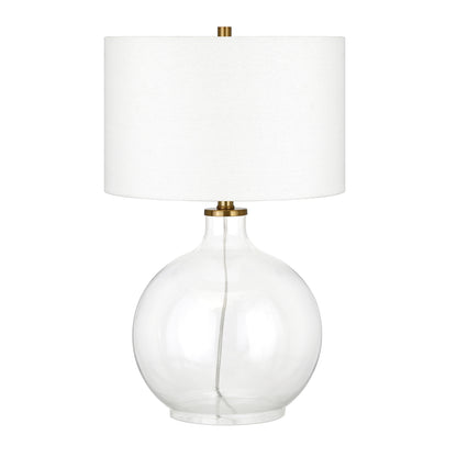 24" Clear Glass Table Lamp With White Drum Shade