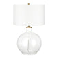 24" Clear Glass Table Lamp With White Drum Shade