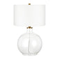 24" Clear Glass Table Lamp With White Drum Shade
