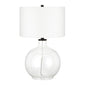 24" Clear Glass Table Lamp With White Drum Shade