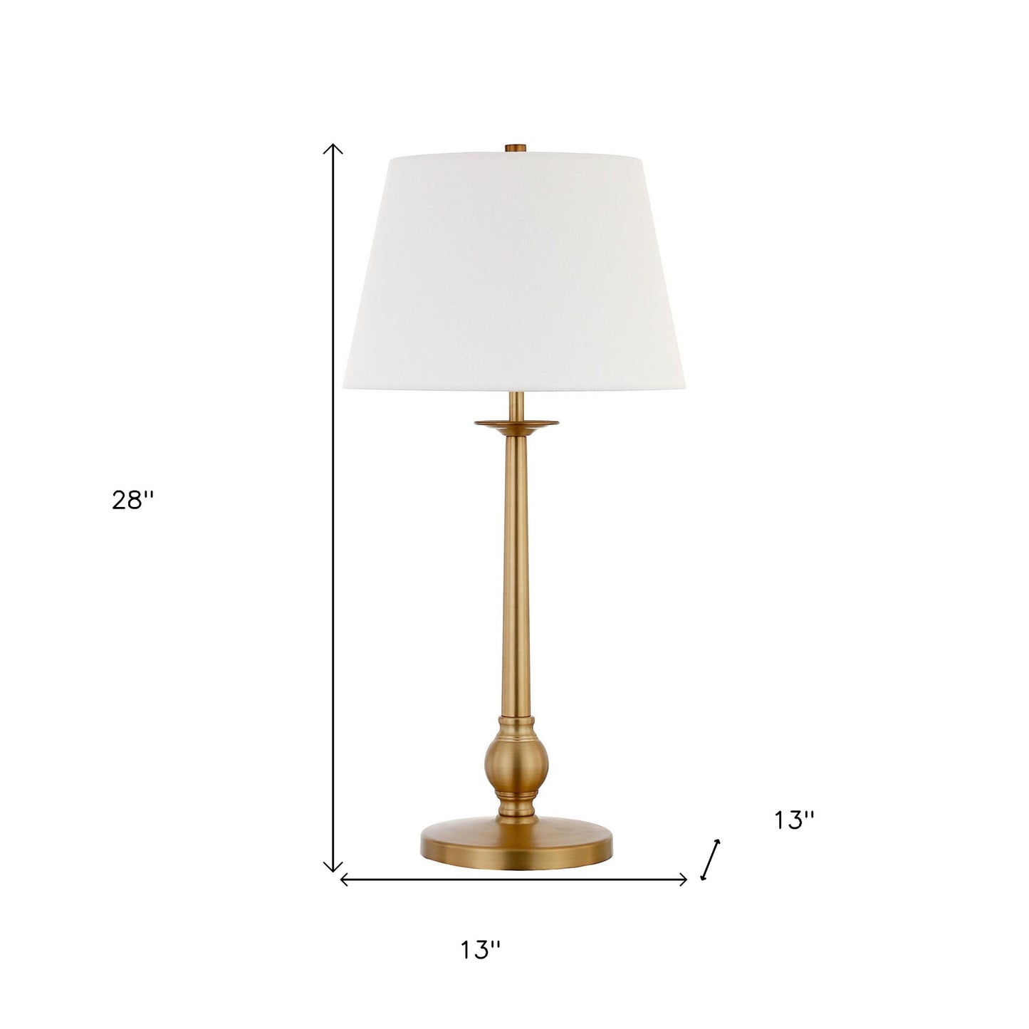 28" Brass Metal Buffet Lamp With White Empire Shade