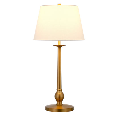 28" Brass Metal Buffet Lamp With White Empire Shade