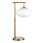 25" Brass Metal Arched Table Lamp With White Globe Shade