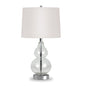 21" Clear Glass Gourd Table Lamp With White Drum Shade