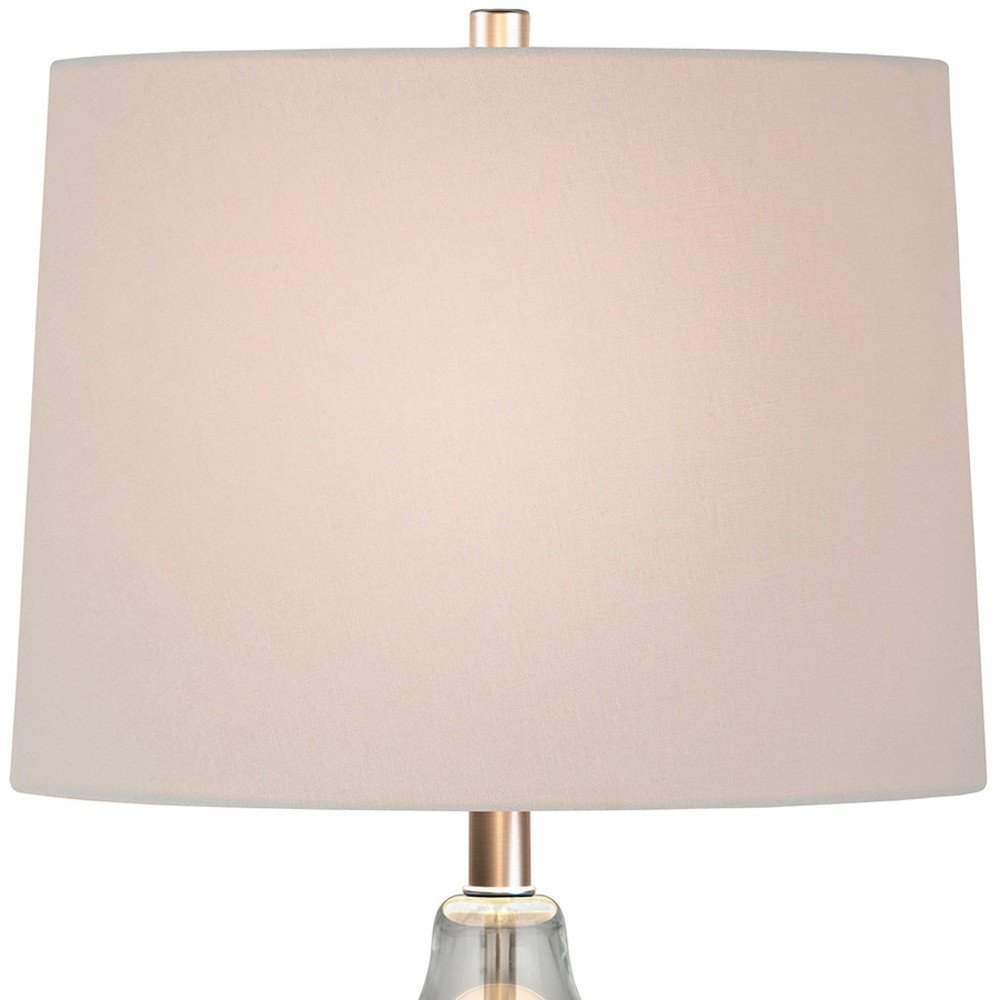 21" Clear Glass Gourd Table Lamp With White Drum Shade