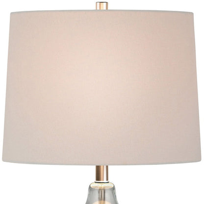 21" Clear Glass Gourd Table Lamp With White Drum Shade