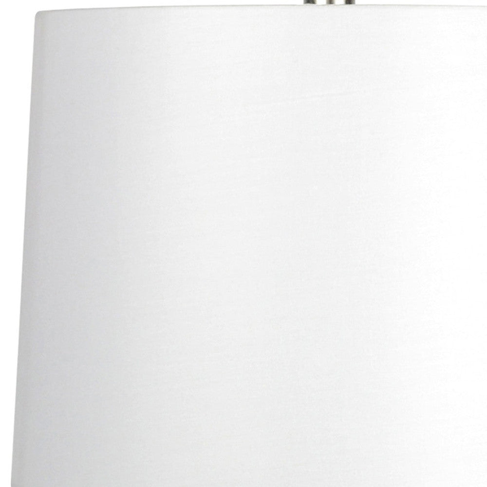 21" White Glass Gourd Table Lamp With White Drum Shade