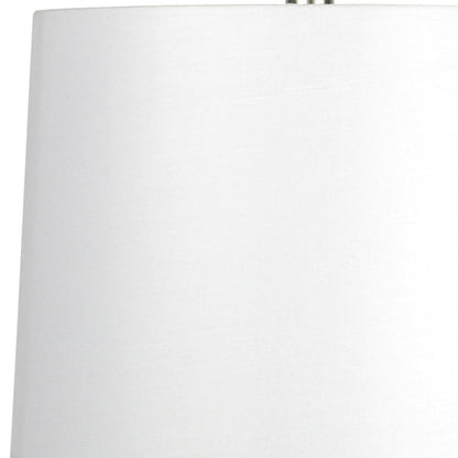 21" White Glass Gourd Table Lamp With White Drum Shade