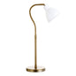25" Brass Metal Arched Table Lamp With White Dome Shade