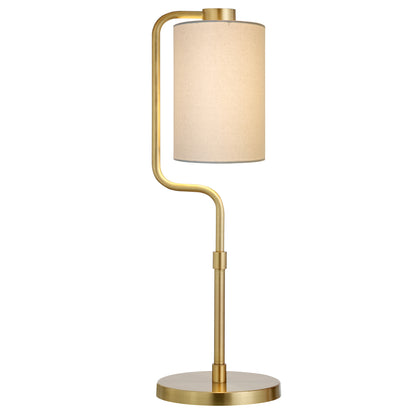 24" Brass Metal Table Lamp With White Cylinder Shade