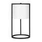 22" Black Metal Table Lamp With White Drum Shade