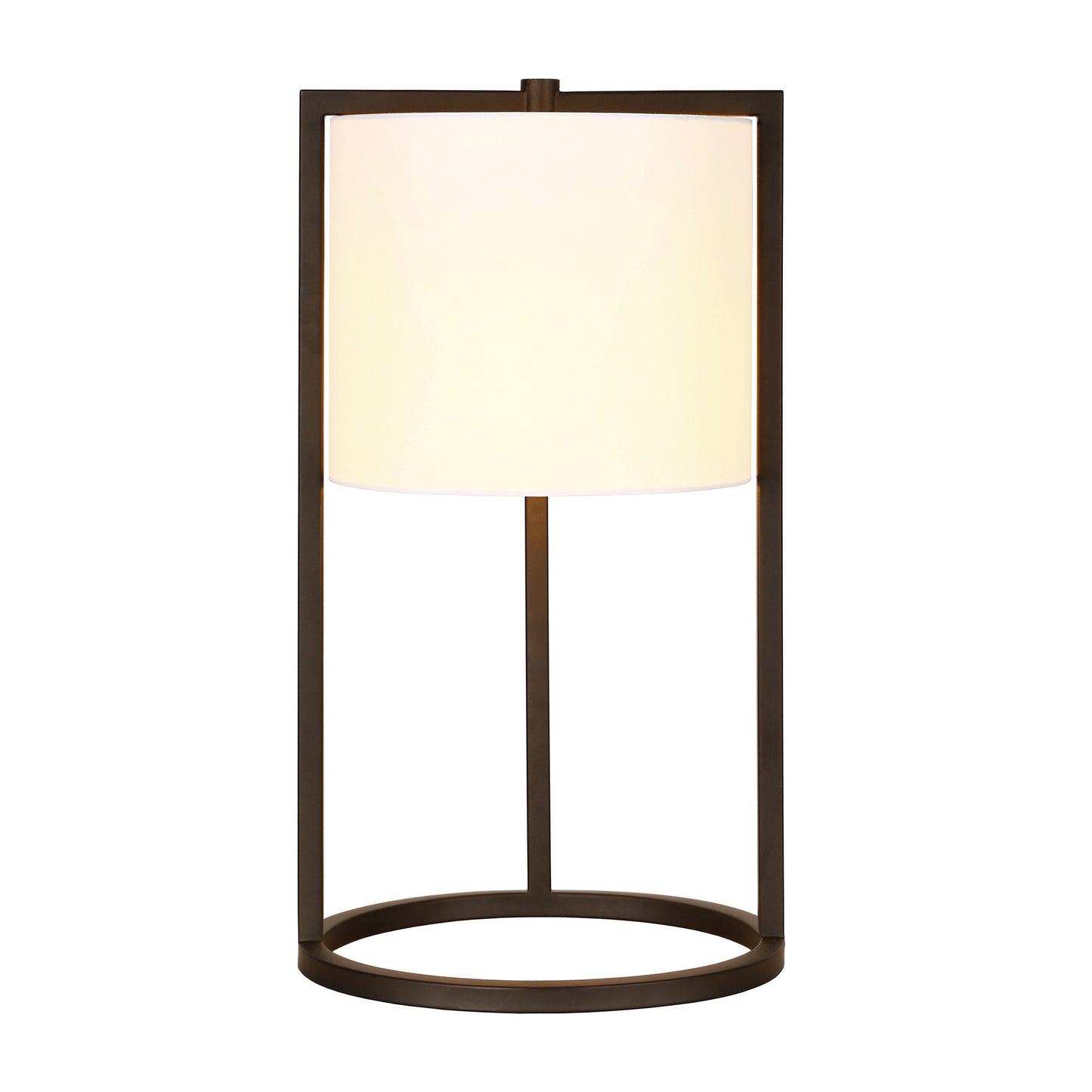 22" Black Metal Table Lamp With White Drum Shade