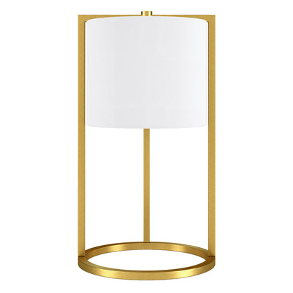 22" Brass Metal Table Lamp With White Drum Shade