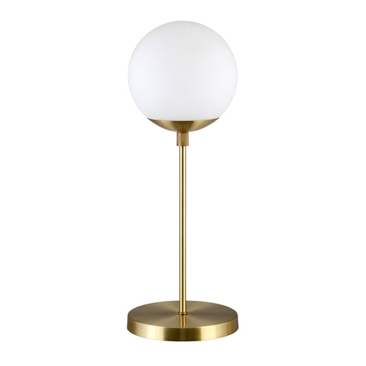 21" Brass Metal Globe Table Lamp With Clear Globe Shade