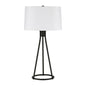 28" Black Metal Table Lamp With White Drum Shade