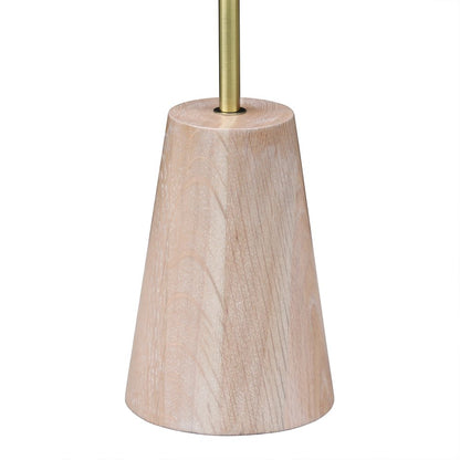 26" Gold and Brown Metal Table Lamp With White Drum Shade