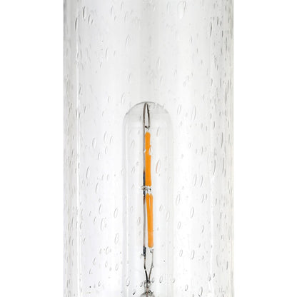 26" Black Metal Buffet Lamp With Clear Seeded Cylinder Shade