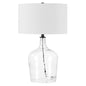 24" Clear Glass Table Lamp With White Drum Shade