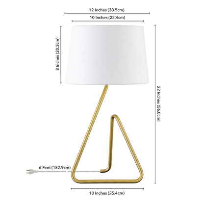 22" Brass Metal Table Lamp With White Bell Shade