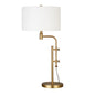 32" Brass Metal Adjustable Table Lamp With White Drum Shade