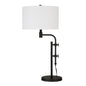 32" Black Metal Adjustable Table Lamp With White Drum Shade