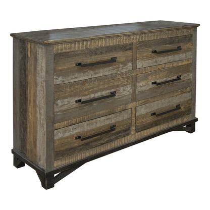 62" Brown Solid Wood Six Drawer Double Dresser