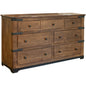 70" Brown And Black Solid Wood Seven Drawer Triple Dresser