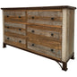 61" Brown Solid Wood Six Drawer Double Dresser
